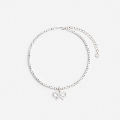 Crystal Bow Tennis Necklace
