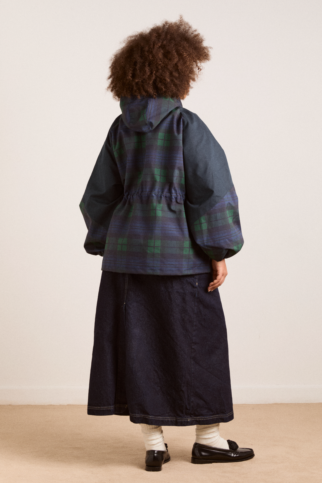 Stylish waterproof jackets that can be worn on rainy days- navy check---Add to cart and enjoy 50% off