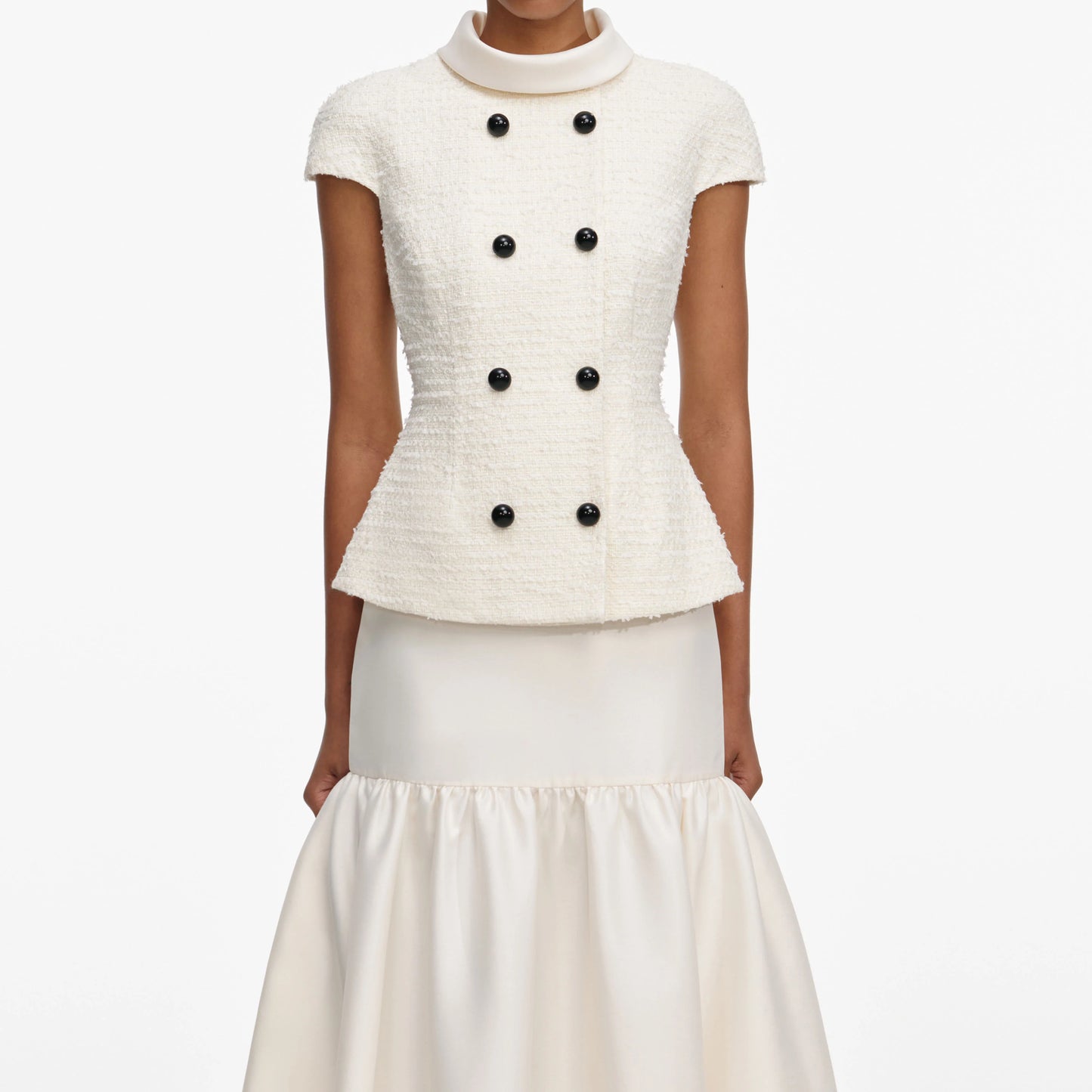 Cream Boucle Taffeta Maxi Dress