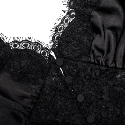 Black Satin Lace Top