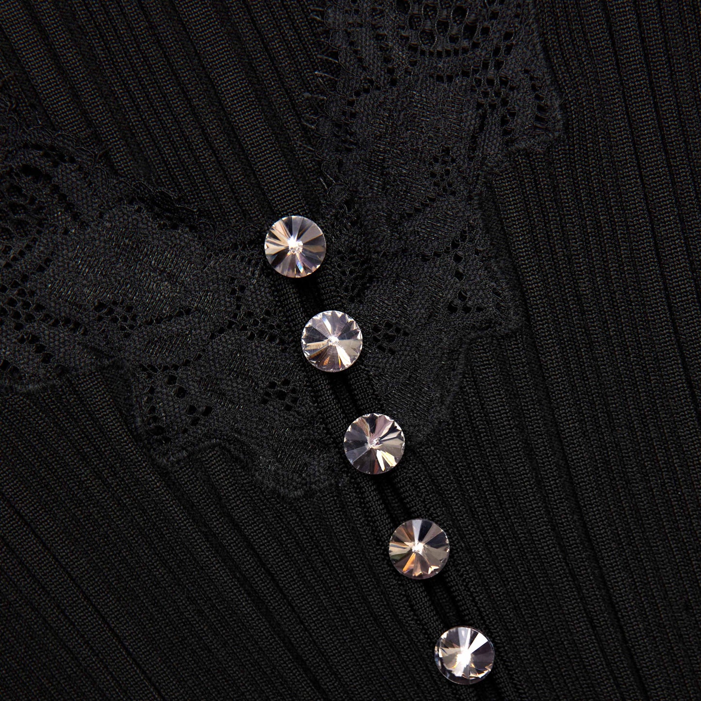 Black Lace Trim Knit Top