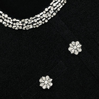 Black Crystal Button Cardigan