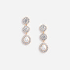 Gold Crystal Flower Tiered Earrings