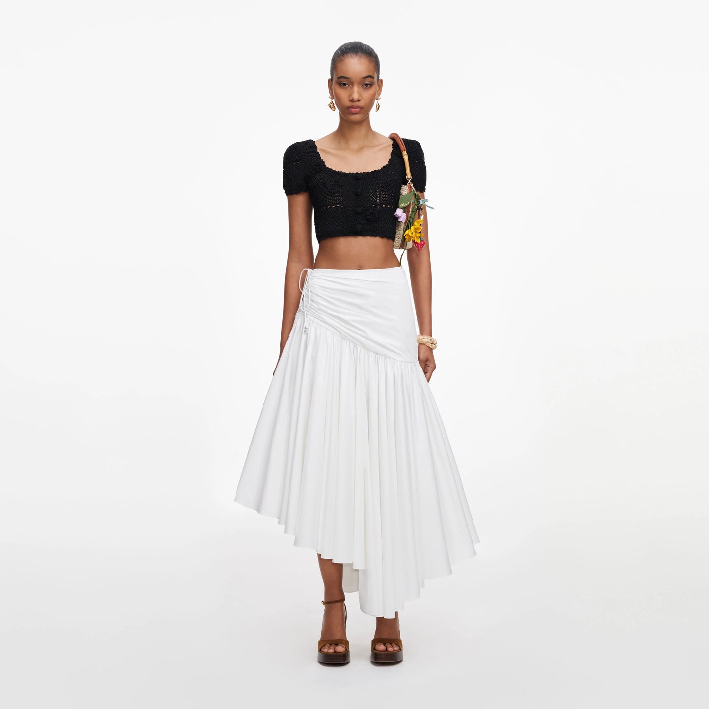 Black Crochet Knit Crop Top
