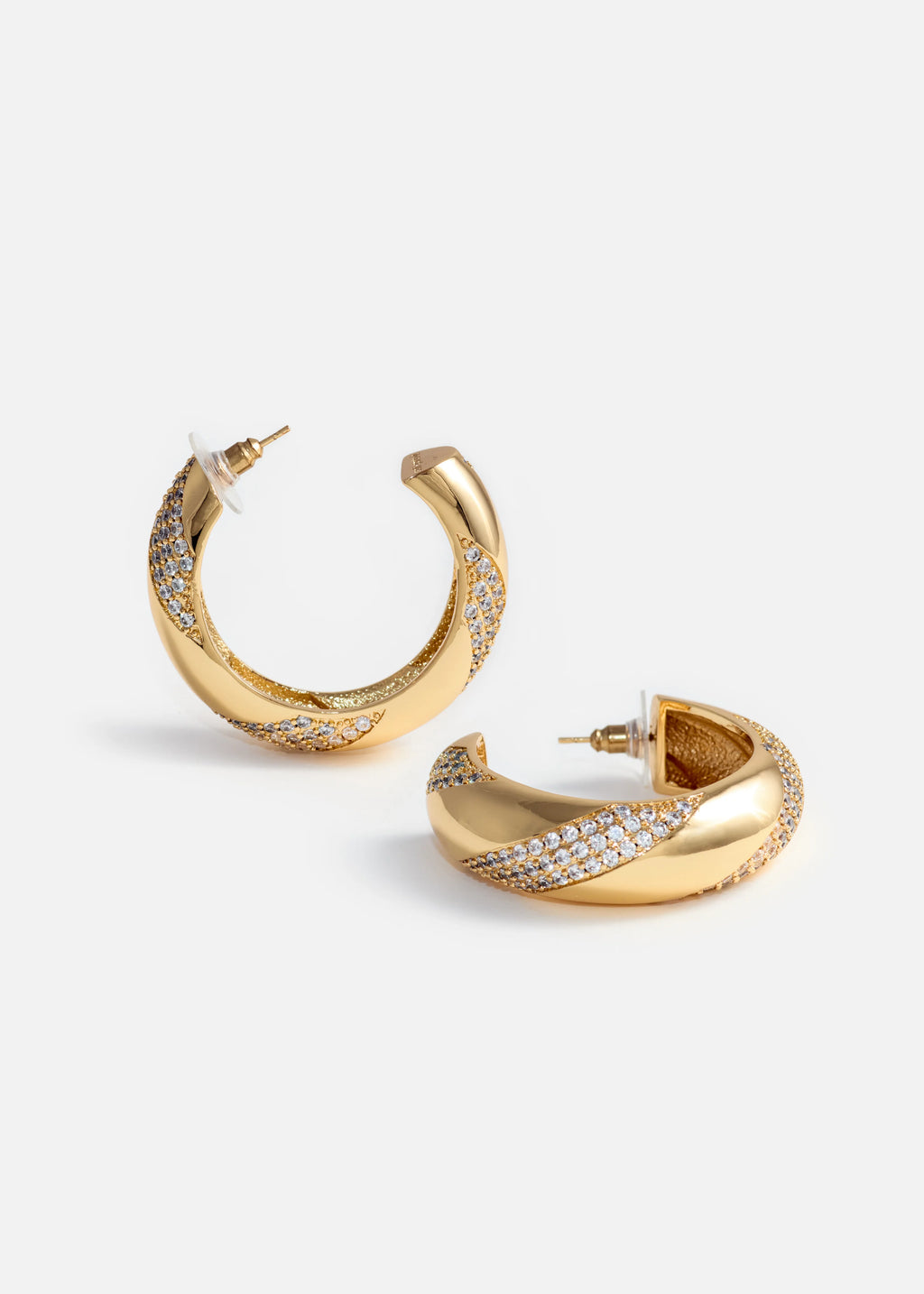 Gold And Crystal Hoop Earrings