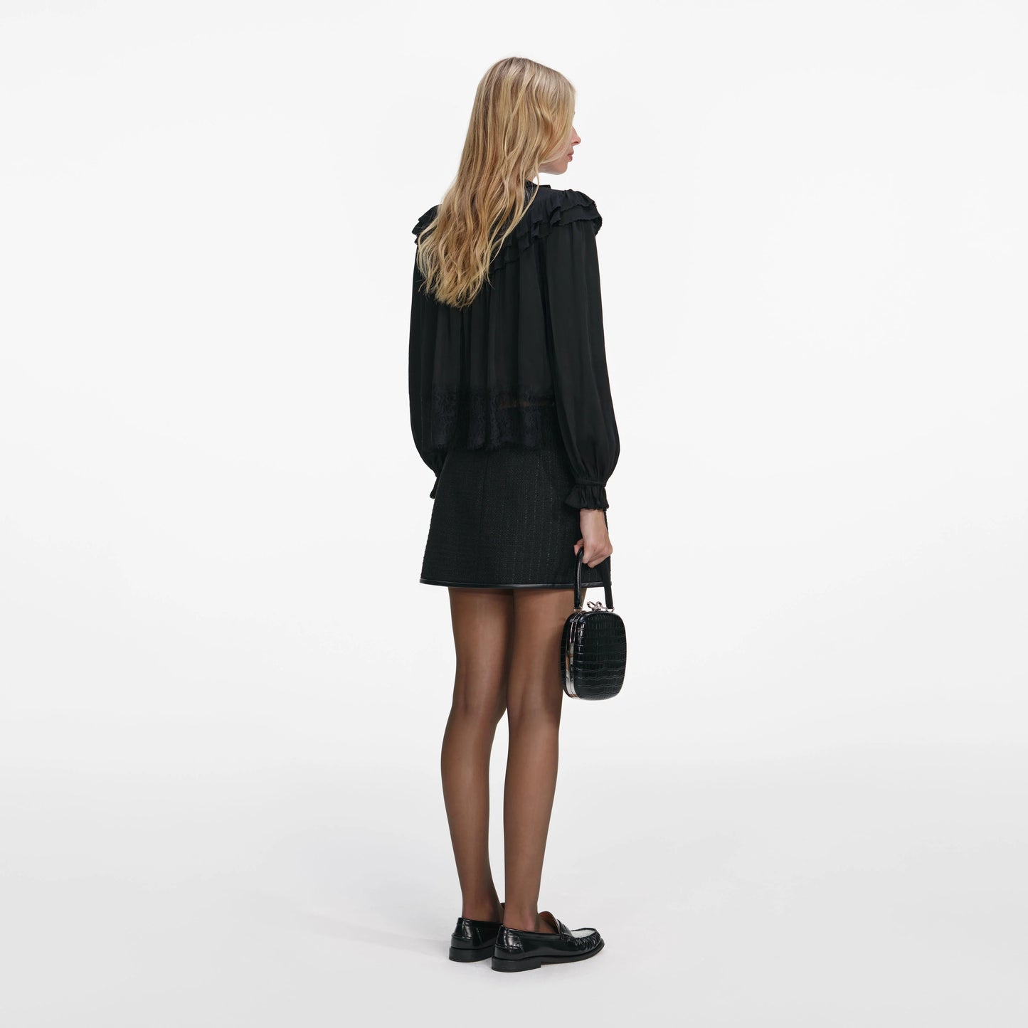 Black Viscose Lace Blouse