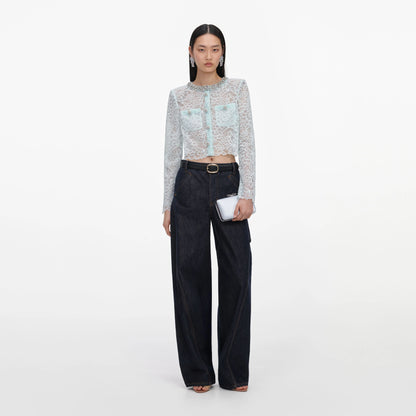 Mint Lace Crystal Embellished Jacket