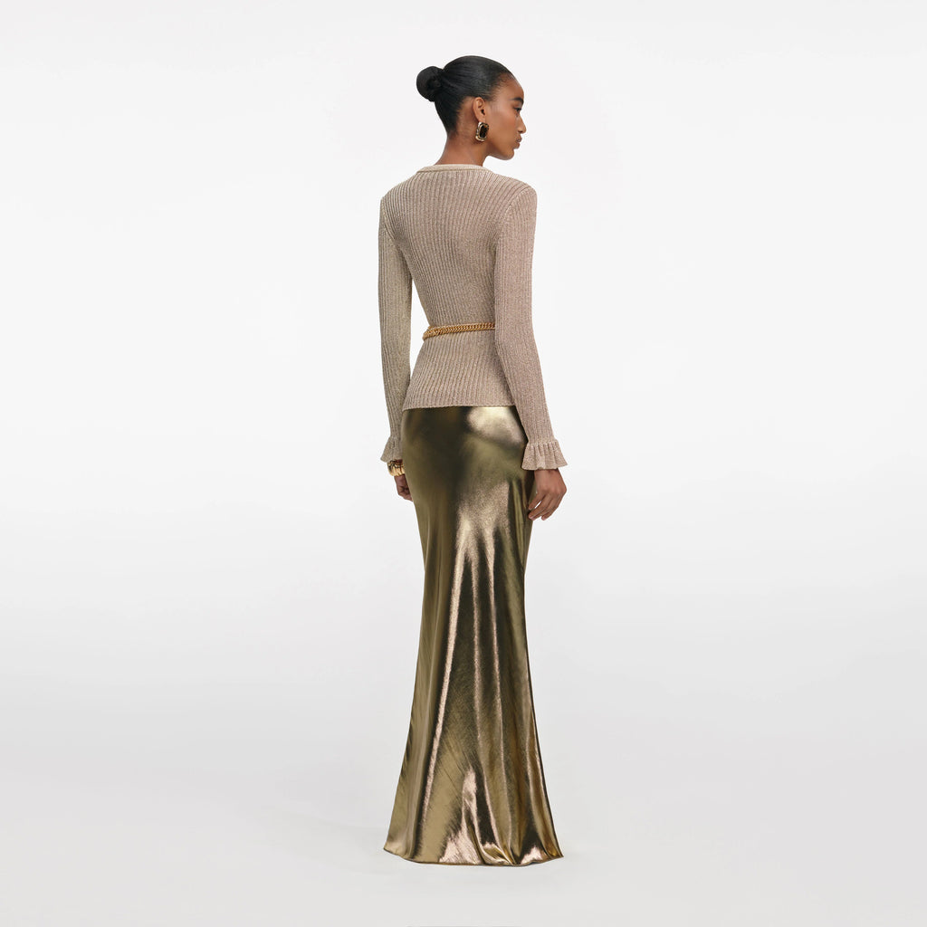 Gold Lurex Ribbed Knit Top