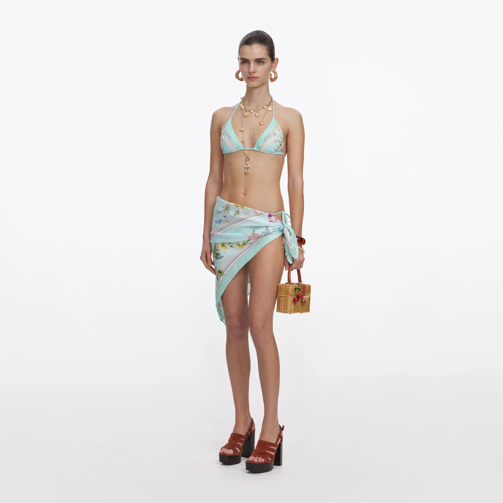 Mint Floral Bikini Top