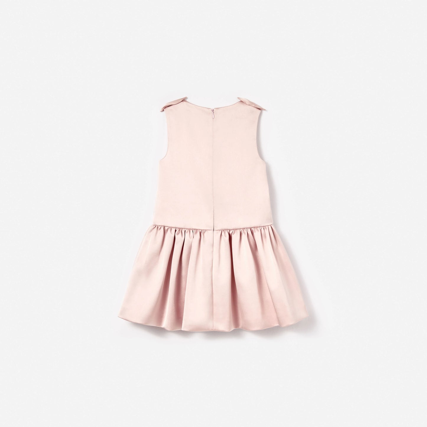 Pink Satin Sleeveless Flower Dress