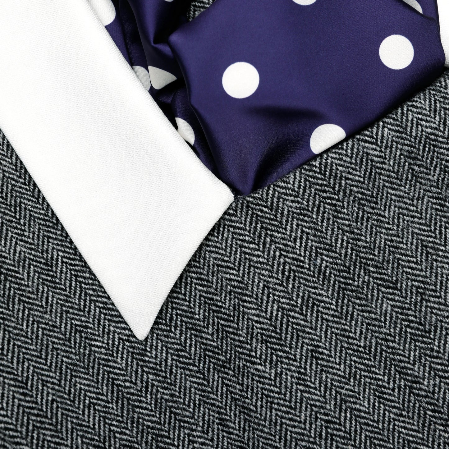 Grey Herringbone Scarf Detail Top