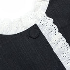 Grey Tailored Cotton Frill Mini Dress