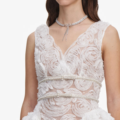White Tulle Lace Mini Dress