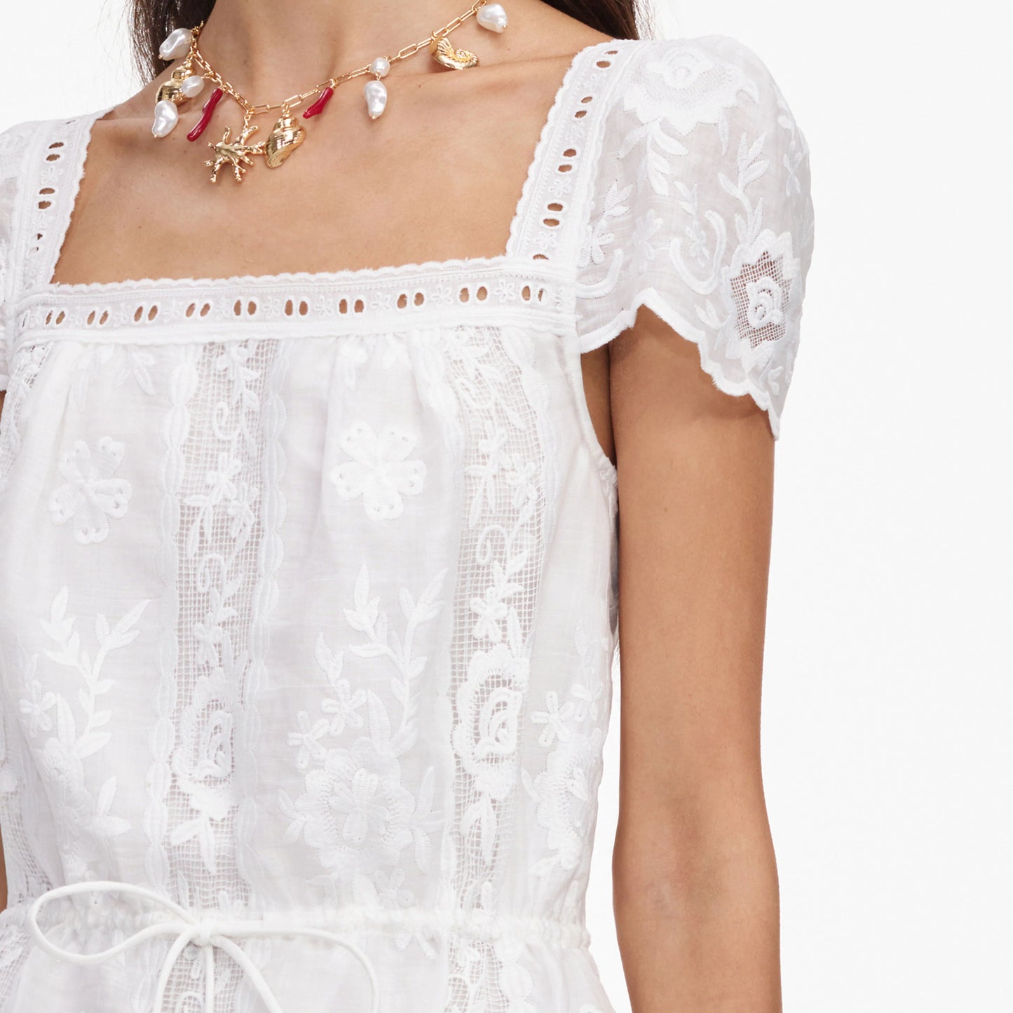 White Ramie Mini Dress