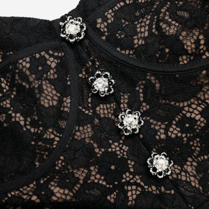 Black Sweetheart Lace Midi Dress