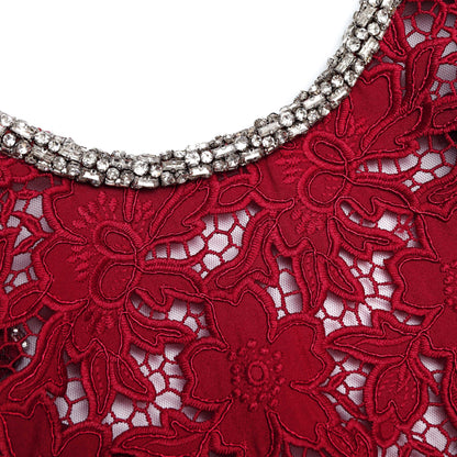 Burgundy Lace Crystal Top