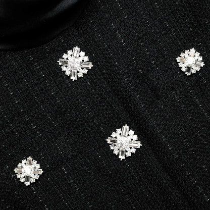 Black Boucle Taffeta Midi Dress