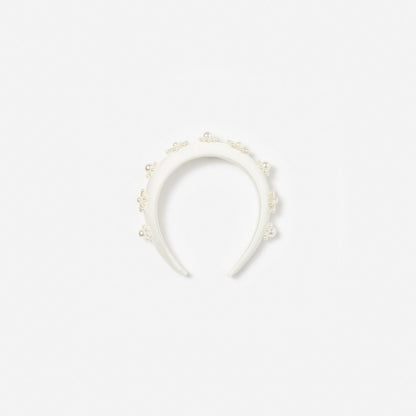 Pearl Flower Satin Head Band