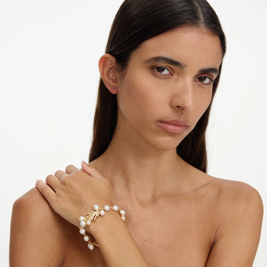 Gold Coral Pearl Bracelet