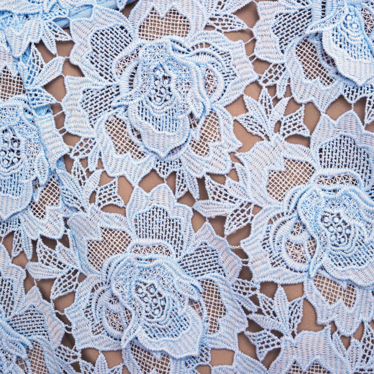 Blue Flower Lace Midi Dress