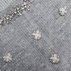 Grey Fluffy Crystal Trim Cardigan