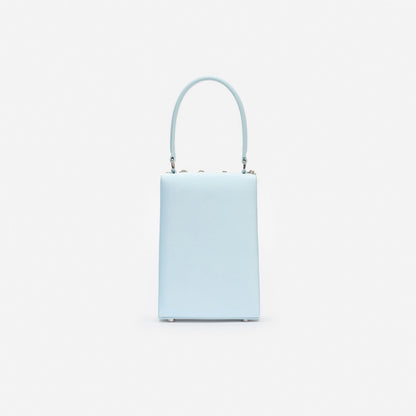 Blue Satin Crystal Mini Bow Bag