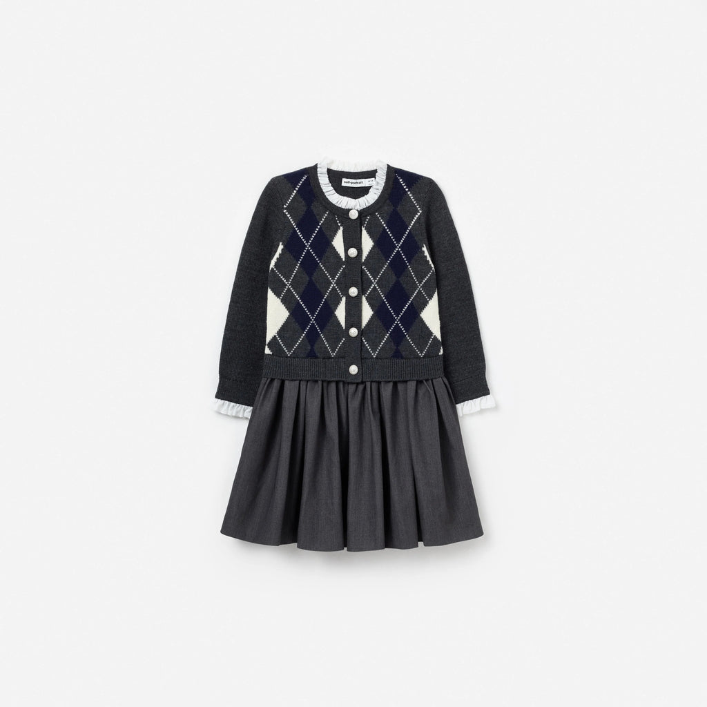 Grey Argyle Knit Dress