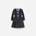 Grey Argyle Knit Dress