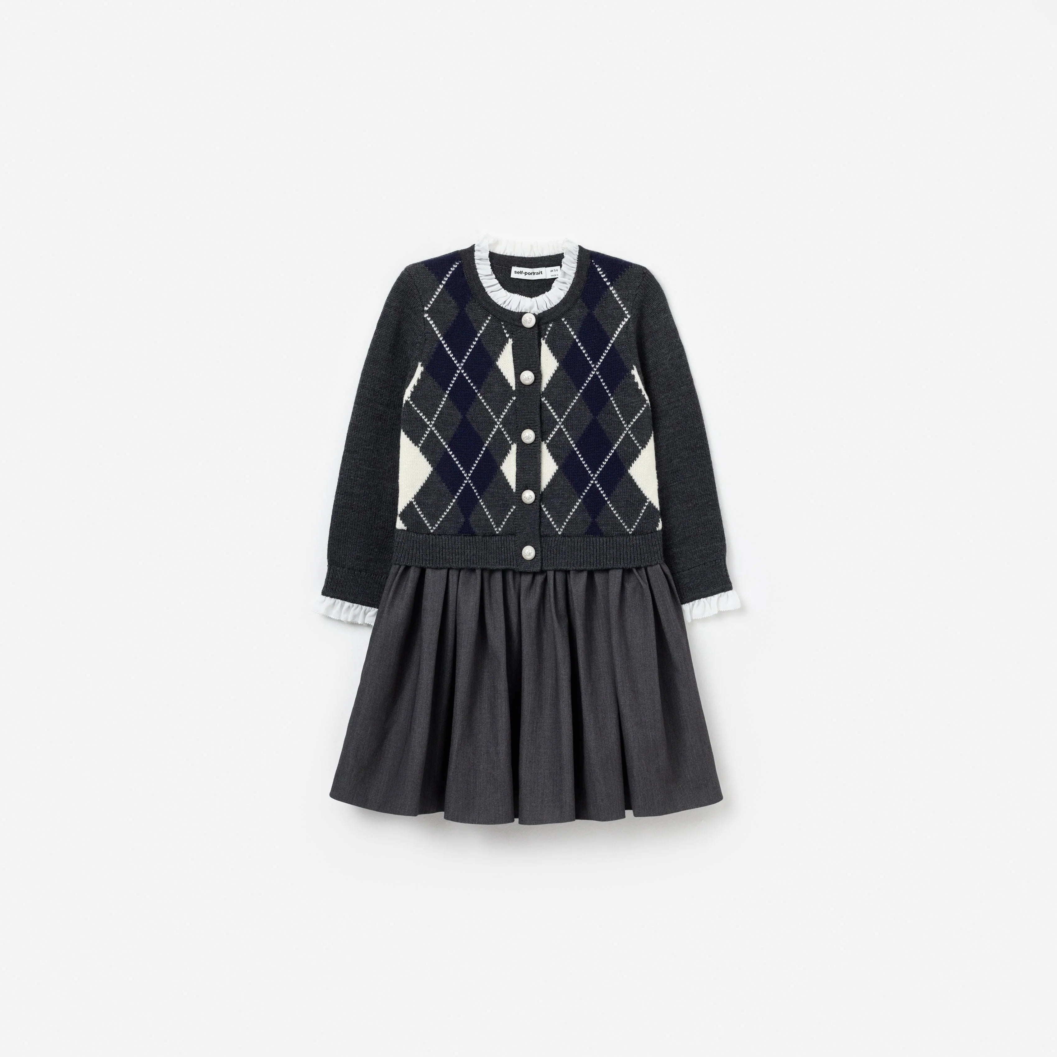 Grey Argyle Knit Dress