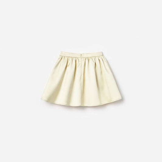 Yellow Satin Sequin Flower Skirt