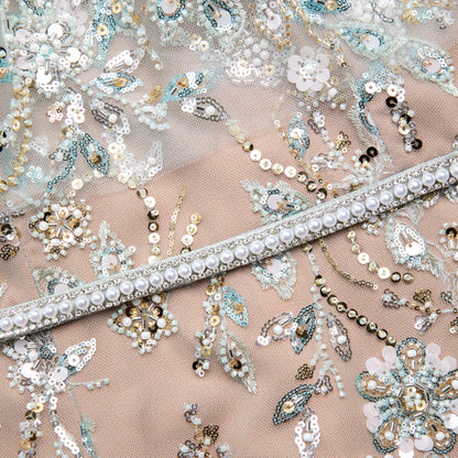 Mint Embellished Cape Maxi Dress