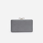 Grey Satin Crystal Clutch Bag