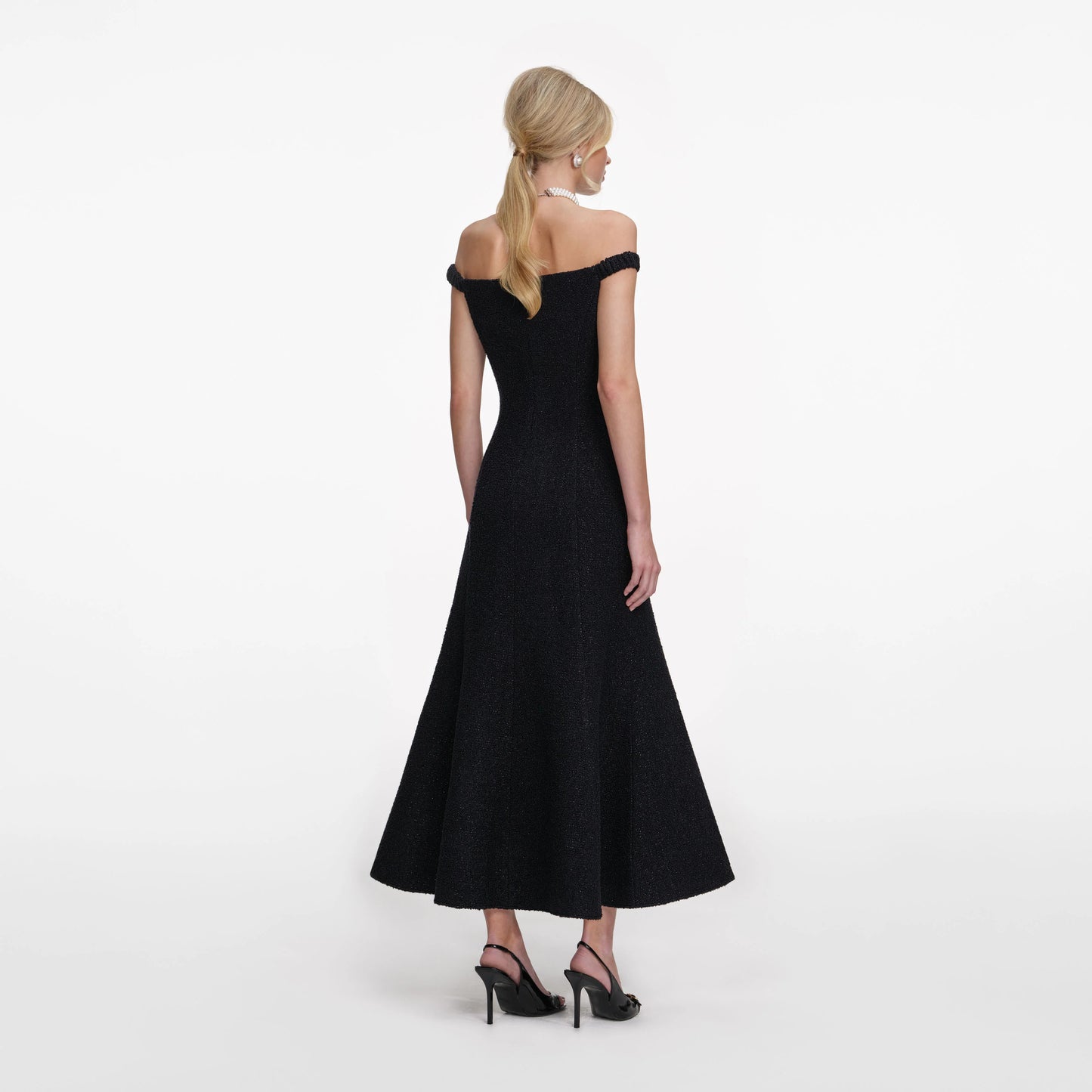 Black Boucle Midi Dress