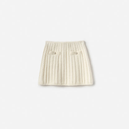 Cream Alpaca Knit Skirt