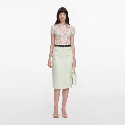 White Sequin Lace Top