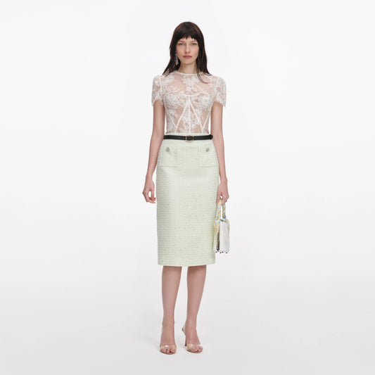 White Sequin Lace Top