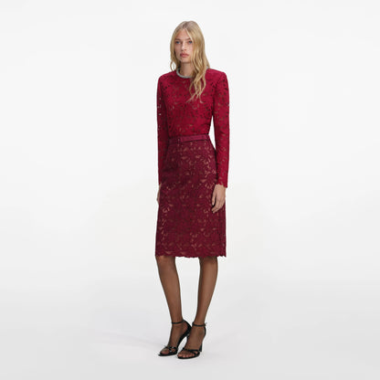 Burgundy Lace Crystal Top