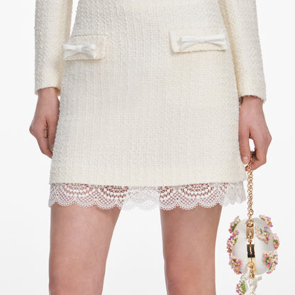 Cream Boucle Lace Mini Skirt