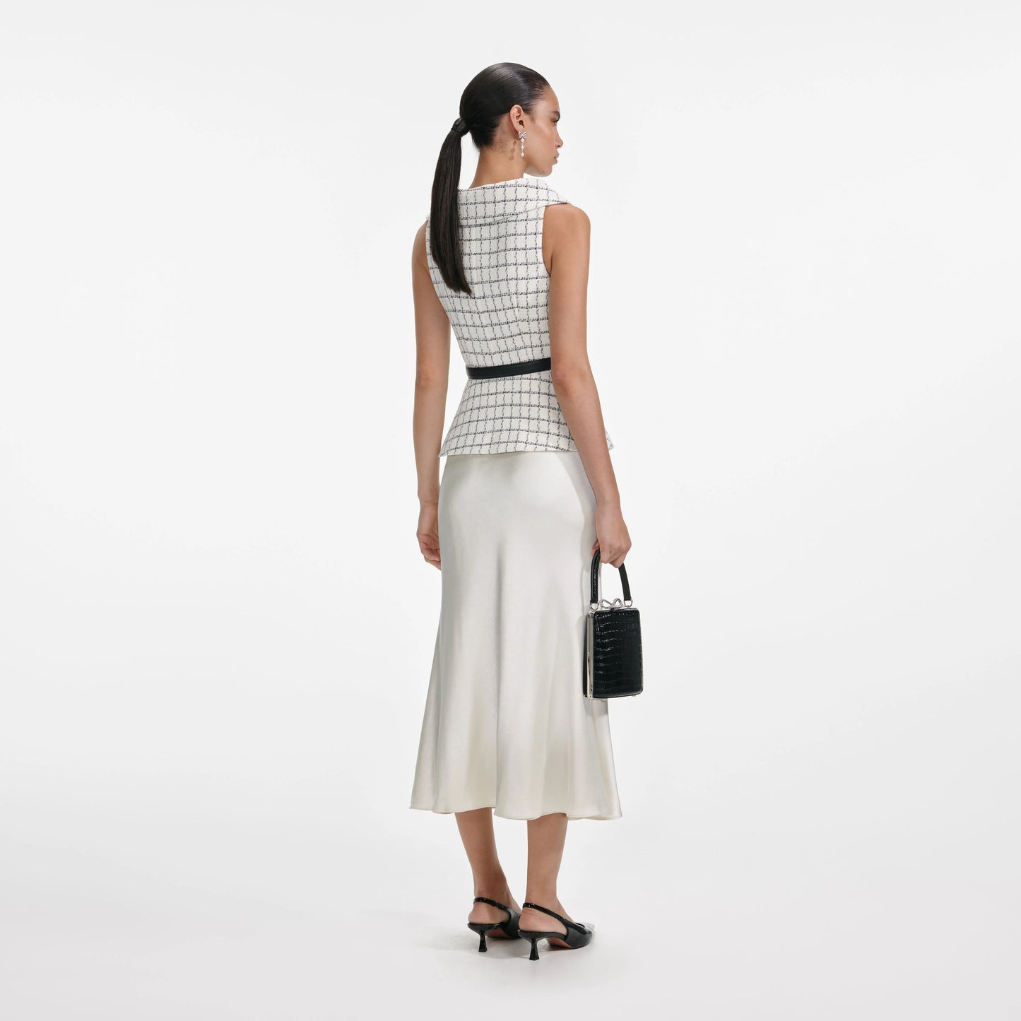 Check Boucle Midi Dress