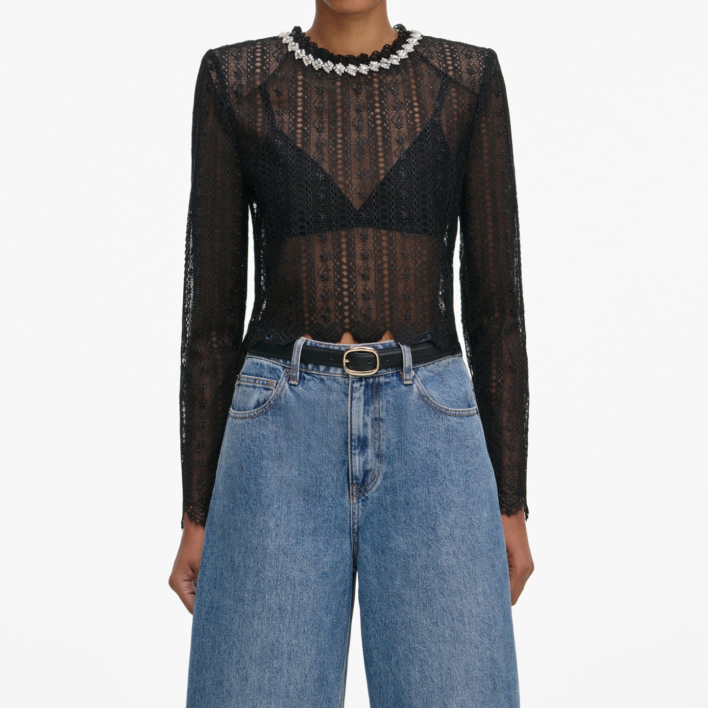 Black Organza Lace Top