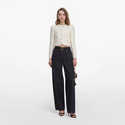Cream Boucle Lace Collar Jacket