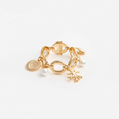 Gold Coral Charm Bracelet