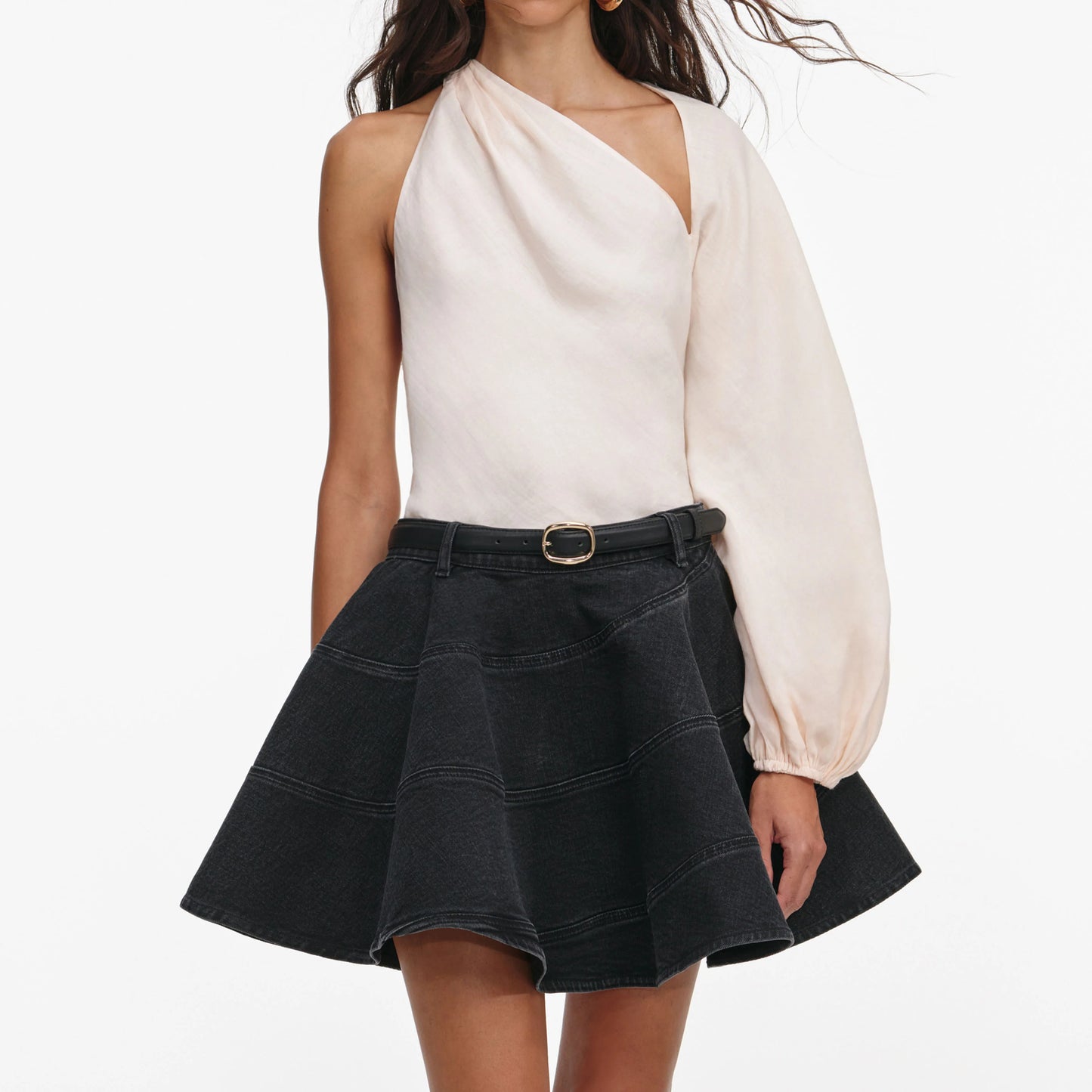 Cream Draped Sleeve Top