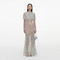 Mint Embellished Cape Maxi Dress