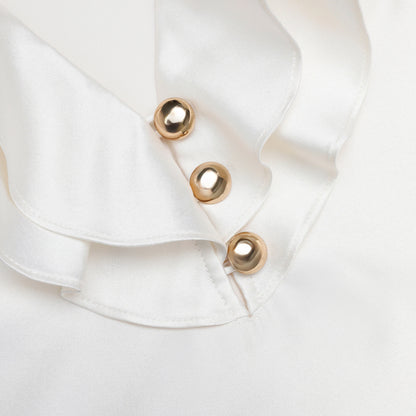 Cream Taffeta Ruffle Top