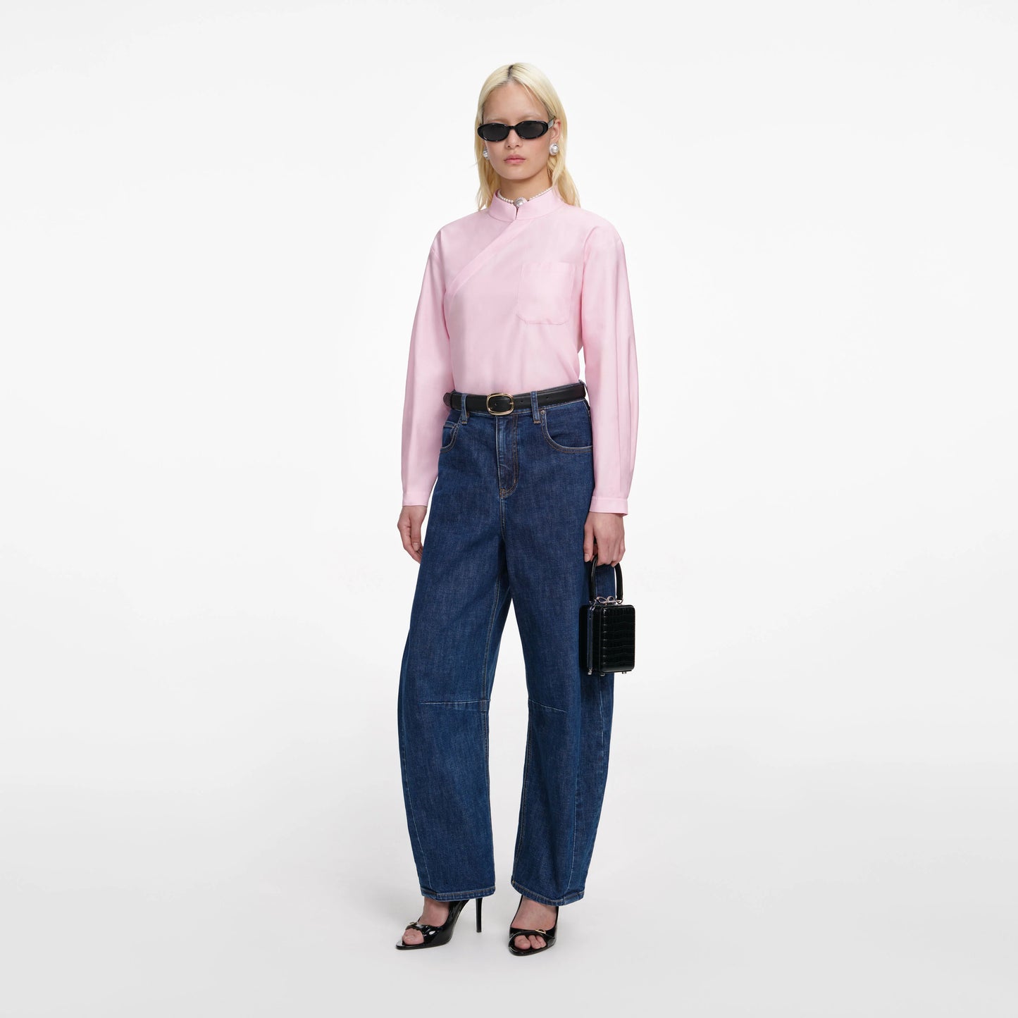 Pink Cotton Asymmetric Shirt