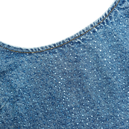 Rhinestone Denim Crop Top