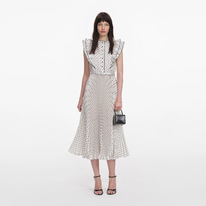 Cream Ramie Polka Dot Midi Dress