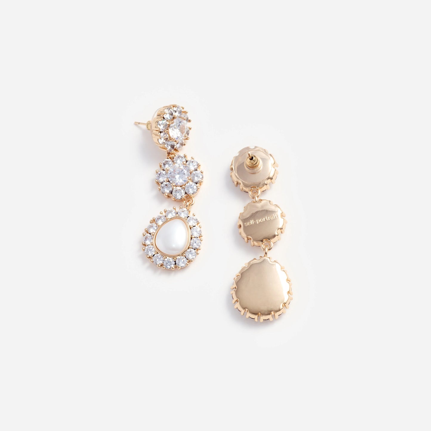 Gold Crystal Flower Tiered Earrings