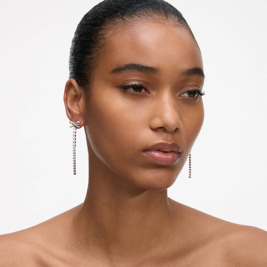 Crystal Bow Droplet Earrings